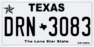 TX license plate DRN3083