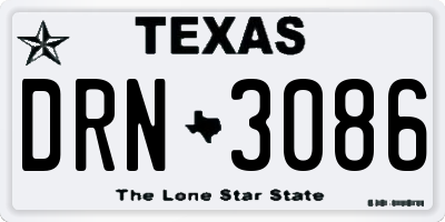 TX license plate DRN3086