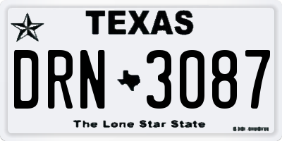 TX license plate DRN3087