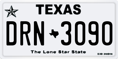 TX license plate DRN3090