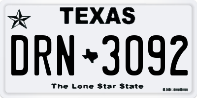 TX license plate DRN3092