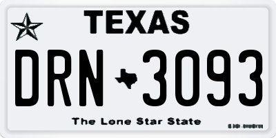 TX license plate DRN3093