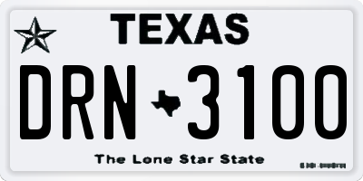 TX license plate DRN3100