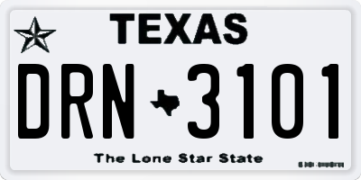 TX license plate DRN3101