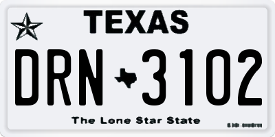 TX license plate DRN3102