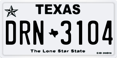TX license plate DRN3104