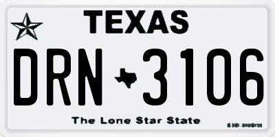 TX license plate DRN3106