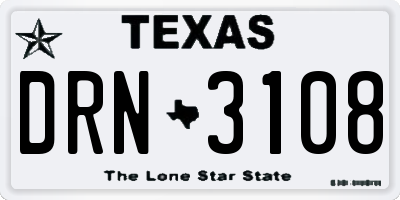 TX license plate DRN3108