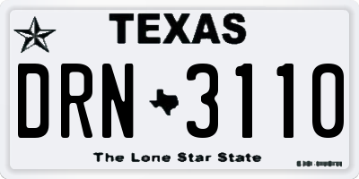 TX license plate DRN3110