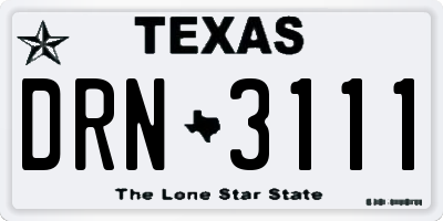 TX license plate DRN3111