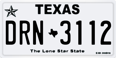 TX license plate DRN3112