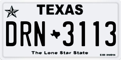 TX license plate DRN3113