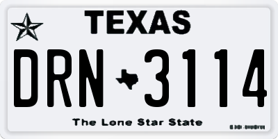 TX license plate DRN3114