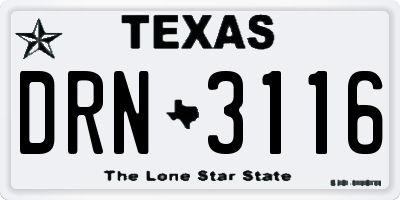 TX license plate DRN3116