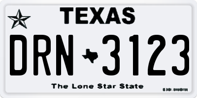 TX license plate DRN3123