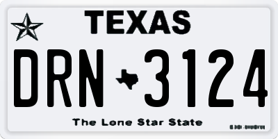 TX license plate DRN3124
