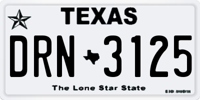 TX license plate DRN3125