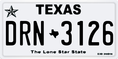 TX license plate DRN3126