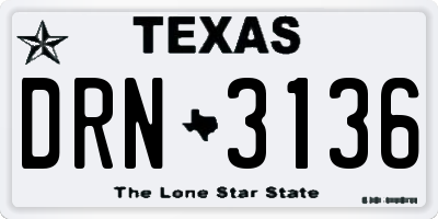 TX license plate DRN3136