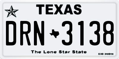 TX license plate DRN3138