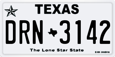 TX license plate DRN3142