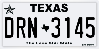 TX license plate DRN3145