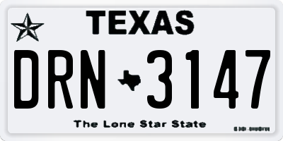 TX license plate DRN3147