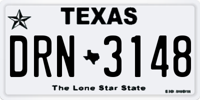 TX license plate DRN3148