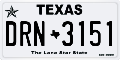TX license plate DRN3151