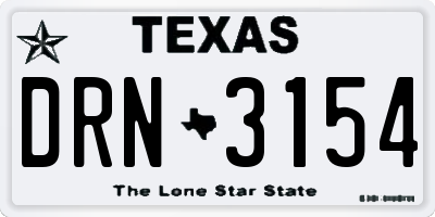 TX license plate DRN3154