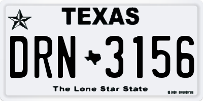 TX license plate DRN3156