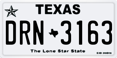 TX license plate DRN3163