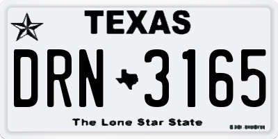 TX license plate DRN3165