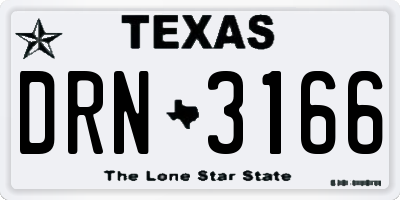 TX license plate DRN3166