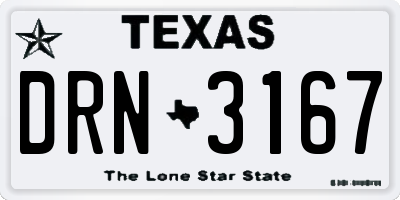 TX license plate DRN3167