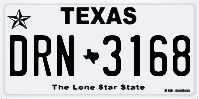 TX license plate DRN3168