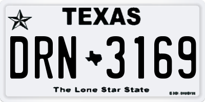 TX license plate DRN3169