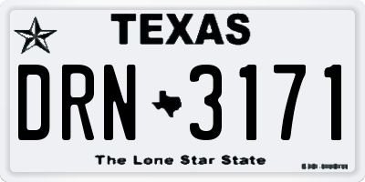 TX license plate DRN3171