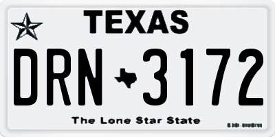 TX license plate DRN3172