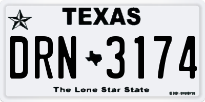 TX license plate DRN3174