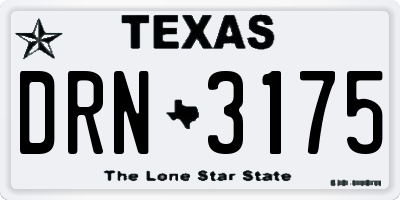 TX license plate DRN3175