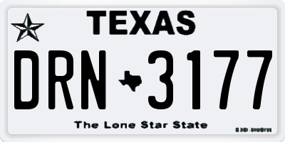 TX license plate DRN3177