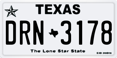 TX license plate DRN3178