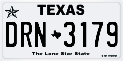 TX license plate DRN3179