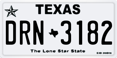 TX license plate DRN3182