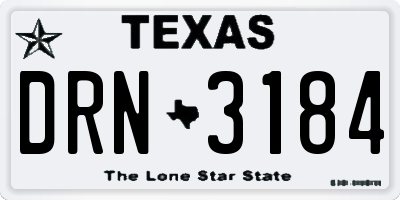 TX license plate DRN3184