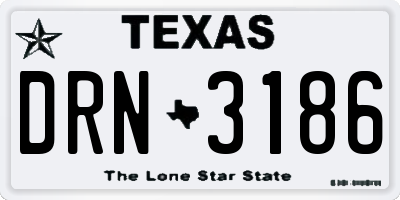 TX license plate DRN3186