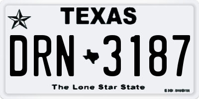 TX license plate DRN3187