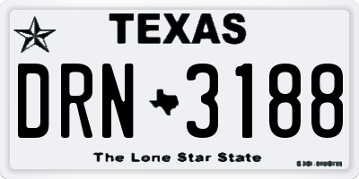 TX license plate DRN3188