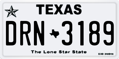 TX license plate DRN3189